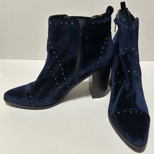 Kensie Navy Velvet Studded ankle Booties